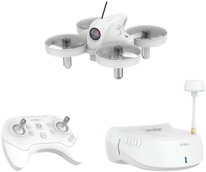 APEX FPV Drone Kit with 120° Wide FPV Goggles，3 Batteries RTF Drone (White)