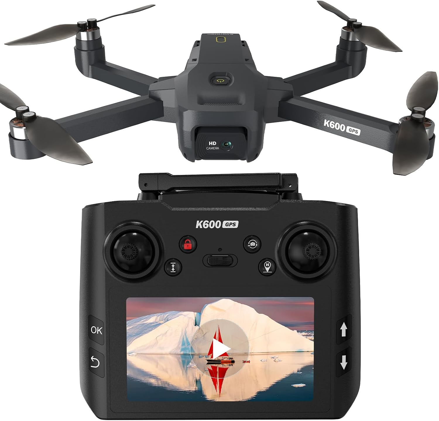 Foldable GPS drone with EIS 1080P camera and 4.5 inch FPV screen controller