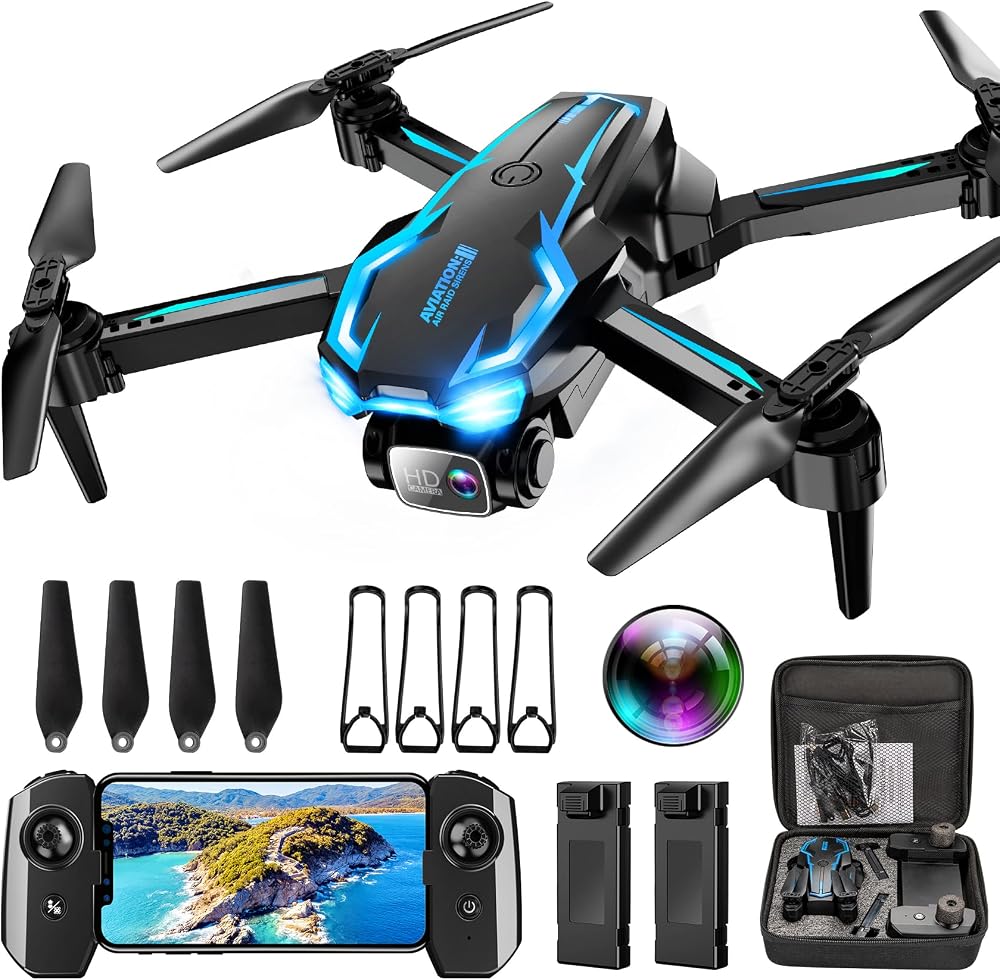 2K HD FPV Drone with Camera for Adults - Altitude Hold, One-Key Takeoff/Landing, 3 Speed Modes, Headless Mode, 2 Batteries, Foldable &amp; Portable, Best Gifts for Beginners, Teen Boys &amp; Girls