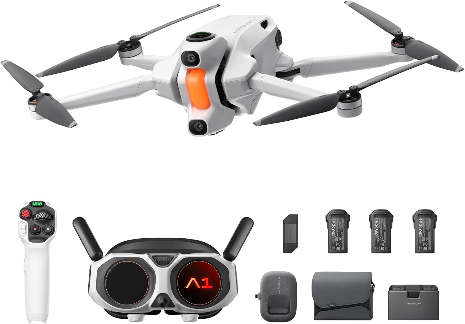 Antigravity A1 Infinity Bundle, 8K 360° Drone with Camera for Adults, Dual Micro-OLED Goggles, 39Mins Per-BAT, Point-to-Fly Motion Control, Deep Track, Auto Return, Auto Edit, Sky Genie, Voice Assistant