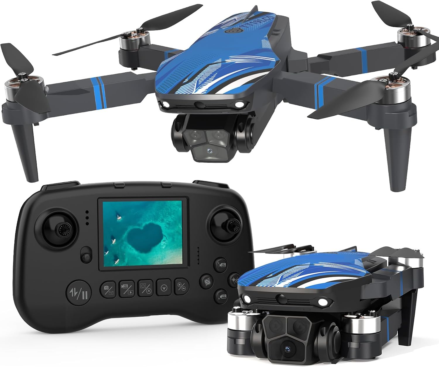 FPV Drone with Camera for Adults LCD Screen on RC, Mini Drones for Beginner, Foldable Quadcopter with Brushless Motor Obstacle Avoidance, Support 32G SD Card Under 250 Grams