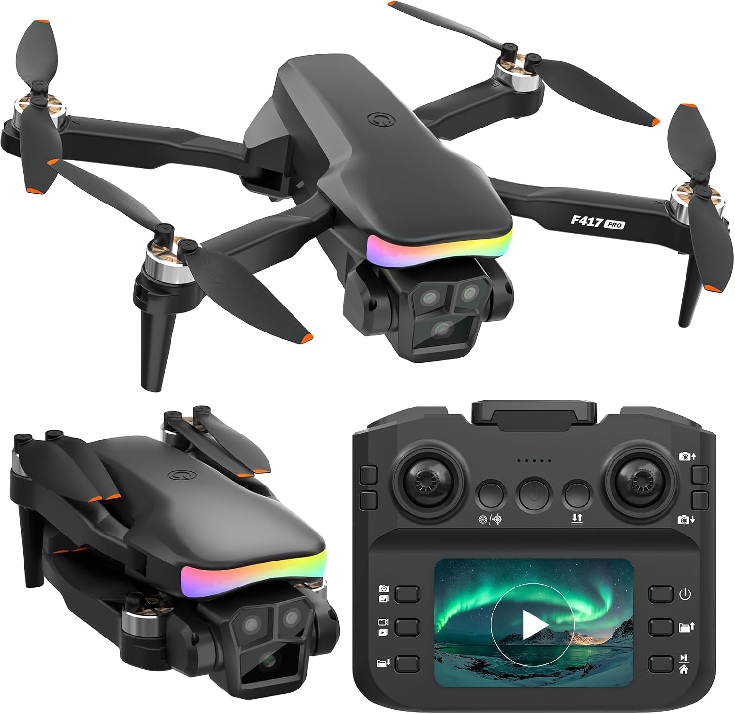 Drone with Camera, FPV Drone with Screen Remote Controller, Brushless Motor Drone for Adults Beginners Kids, 20 Min Flight Time One Key Start, Foldable, Easy to Fly Toy Gift for Kids, No Phone, <249g